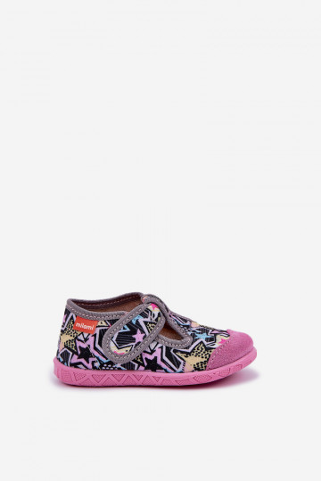 Pantofole Milami per bambini con chiusura adesiva color grigio-rosa Jasimrra 2