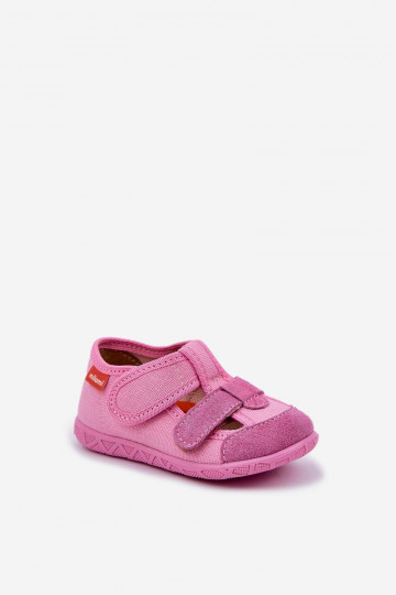 Pantofole Milami per bambini con chiusura adesiva color rosa Reathiana