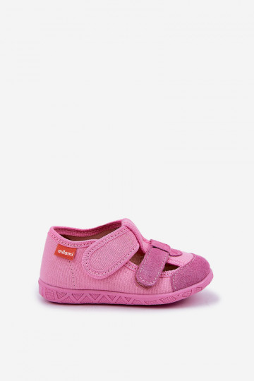 Pantofole Milami per bambini con chiusura adesiva color rosa Reathiana 2