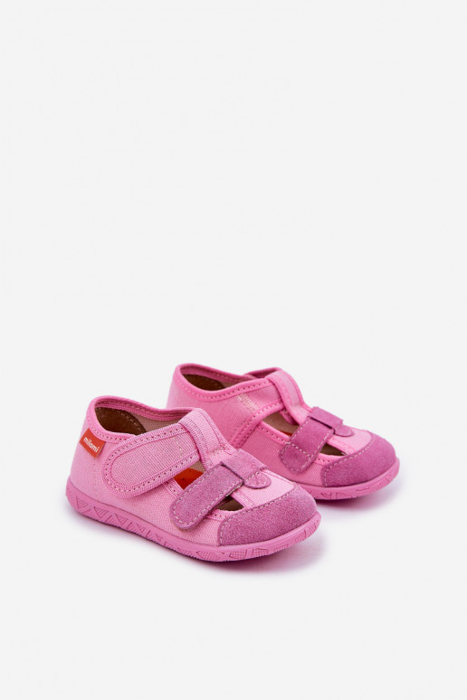 Pantofole Milami Infantile con chiusure adesive colore rosa Reathiana