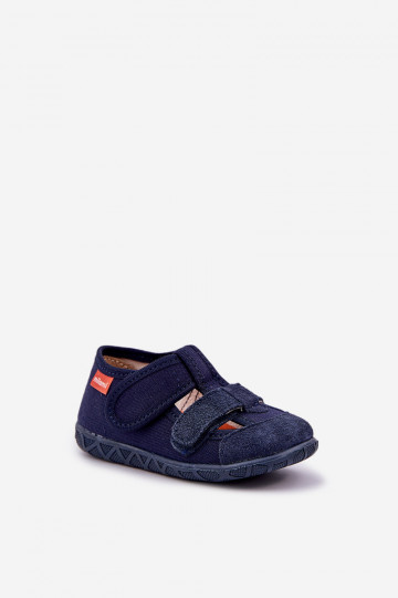 Pantofole Milami per bambini con chiusura adesiva color blu scuro Reathiana