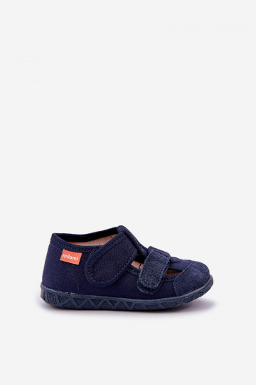 Pantofole Milami per bambini con chiusura adesiva color blu scuro Reathiana 2