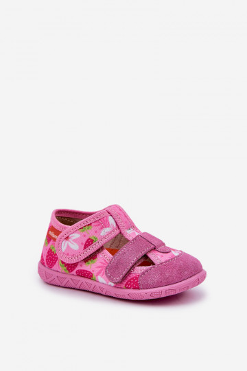 Pantofole Milami Infantile con chiusure adesive IN fragole colore rosa Reathiana