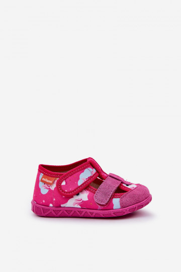 Pantofole Milami per bambini con chiusura adesiva IN Unicorni color rosa Reathiana 2