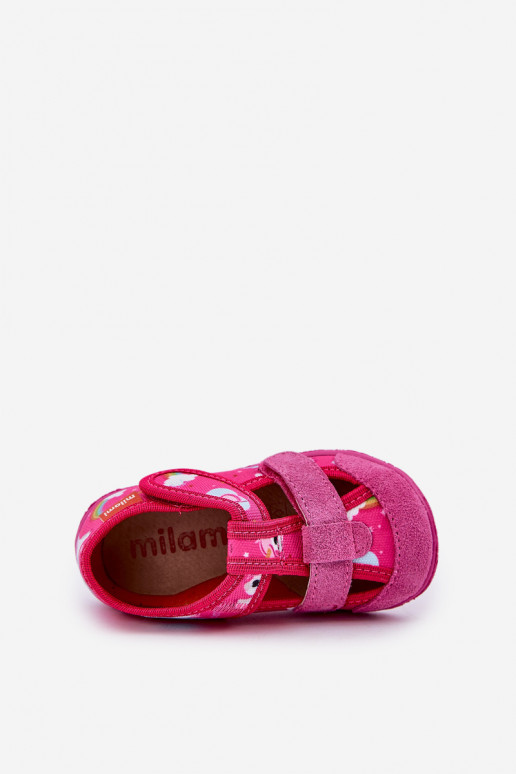 Pantofole Milami Infantile con chiusure adesive IN Unicorni colore rosa Reathiana