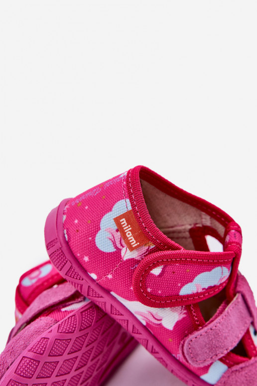Pantofole Milami Infantile con chiusure adesive IN Unicorni colore rosa Reathiana