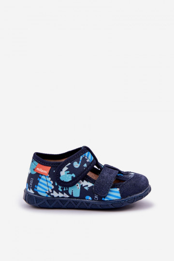 Pantofole Milami Infantile con chiusure adesive IN Dinosauri blu scuro Reathiana 2