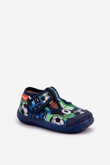 Pantofole Milami Infantile Elastyczne con chiusure adesive IN Palle blu scuro Ambette
