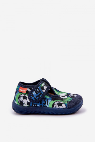 Pantofole Milami Infantile Elastyczne con chiusure adesive IN Palle blu scuro Ambette 2