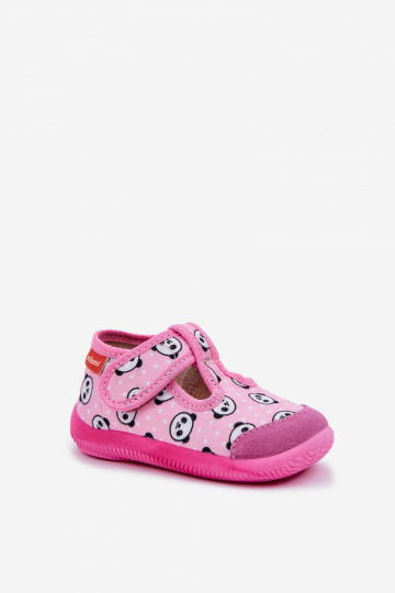 Pantofole Milami Infantile Elastyczne con chiusure adesive IN Panda colore rosa Ambette
