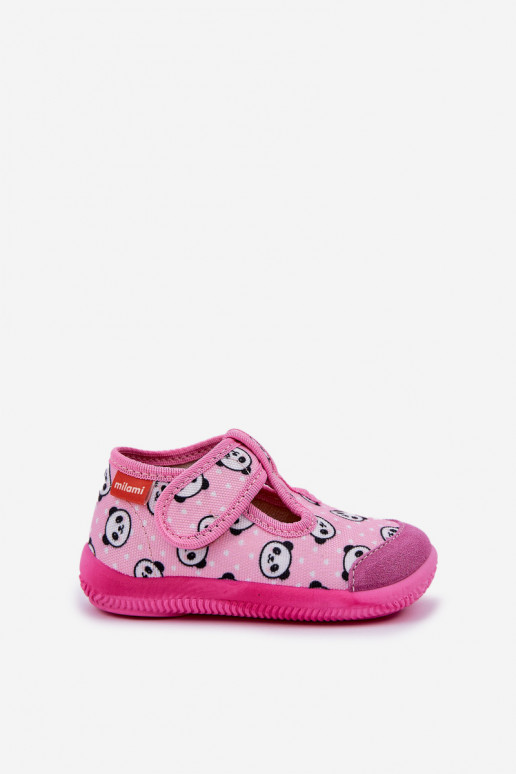 Pantofole Milami Infantile Elastyczne con chiusure adesive IN Panda colore rosa Ambette