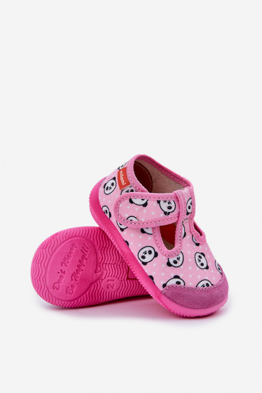 Pantofole Milami Infantile Elastyczne con chiusure adesive IN Panda colore rosa Ambette