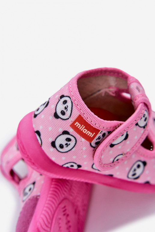 Pantofole Milami Infantile Elastyczne con chiusure adesive IN Panda colore rosa Ambette