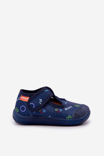 Pantofole Milami per bambini elastiche con chiusura adesiva color blu scuro Ambette 2