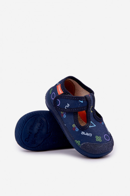 Pantofole Milami Infantile Elastyczne con chiusure adesive blu scuro Ambette