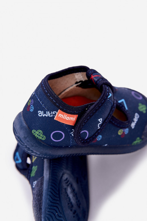 Pantofole Milami Infantile Elastyczne con chiusure adesive blu scuro Ambette