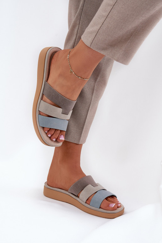 Comode pantofole da donna beige-colore blu Oxena