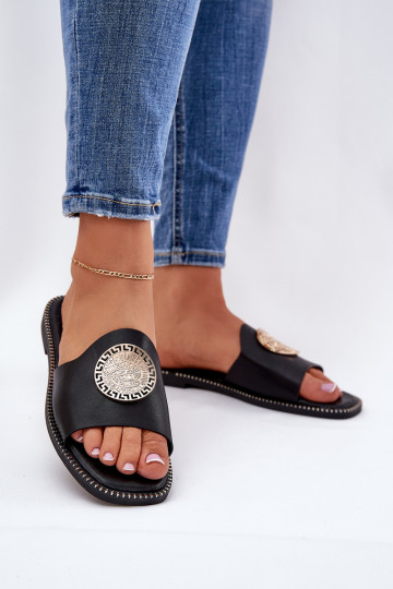 Eko Pantofole in pelle con tacchi larghi Z Ozdoba colore nero Tatereia 2