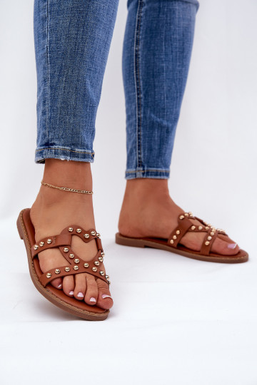 Decorato isoscele Pantofole da donna colore marrone Adivrae 2