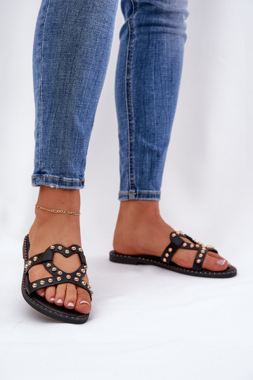 Decorato isoscele Pantofole da donna colore nero Adivrae 2