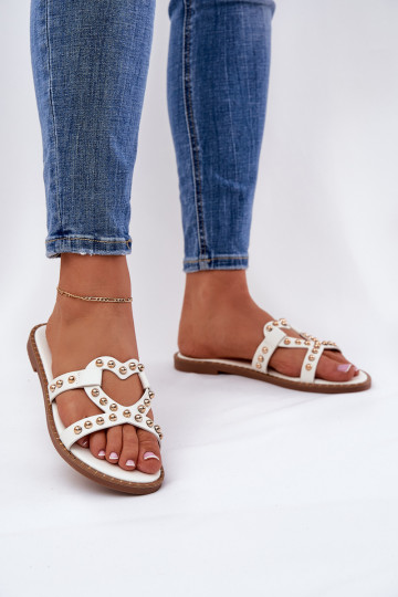 Decorato isoscele Pantofole da donna Colore bianco Adivrae