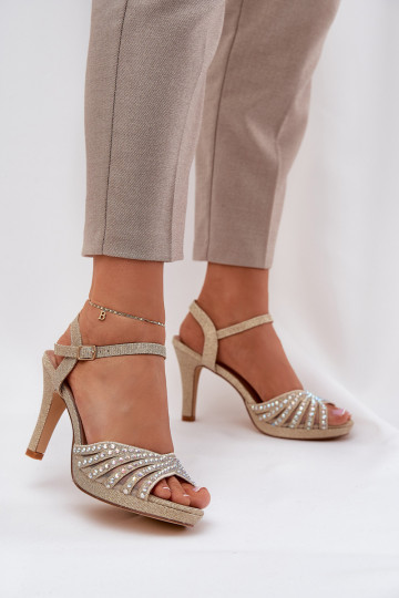 sandali con tacchi sottili Con decorazione E glitter D&A MR1038-33 colore dorato