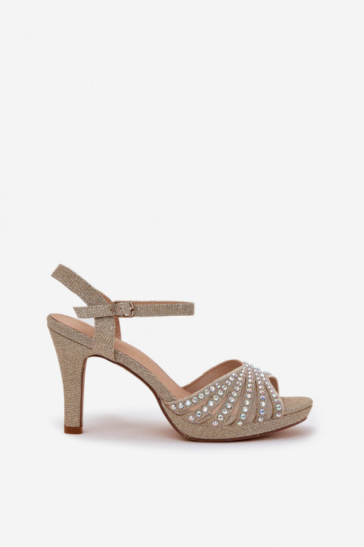 sandali con tacchi sottili Con decorazione E glitter D&A MR1038-33 colore dorato