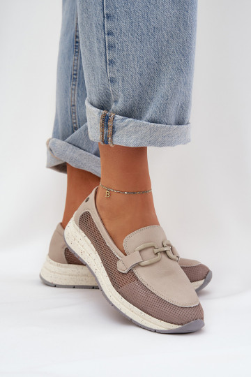 Femminile Pelle Mocassini D&A TIN210 colore grigio