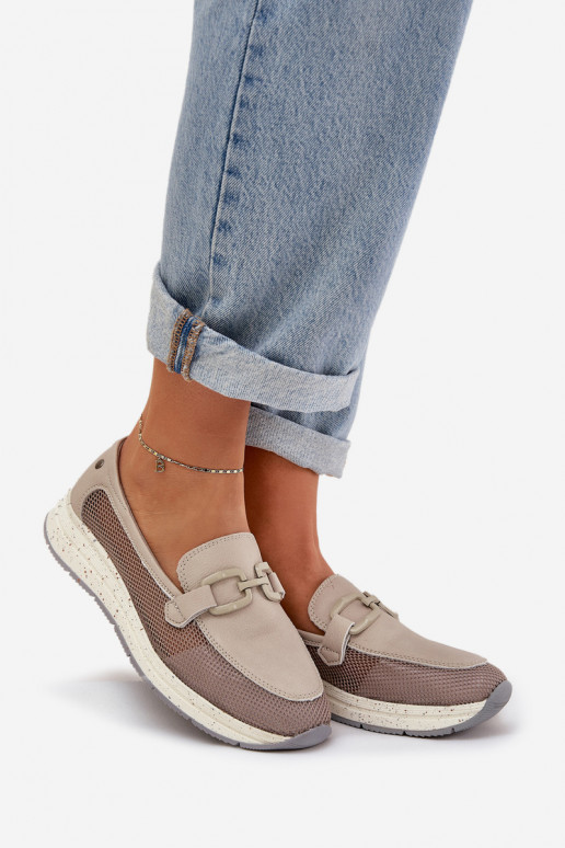 Femminile Pelle Mocassini D&A TIN210 colore grigio