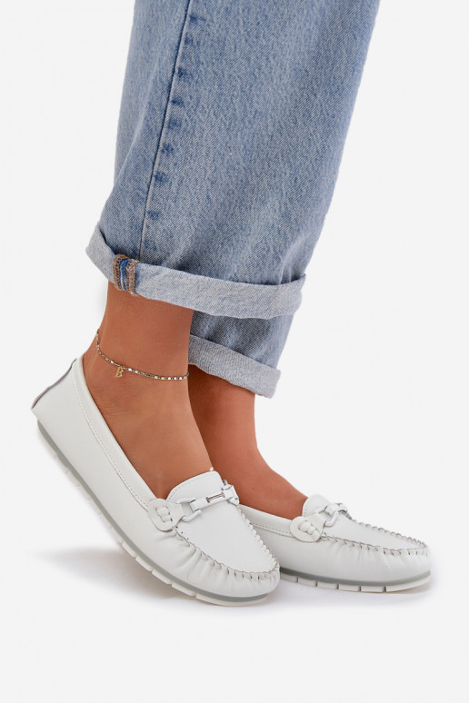 isoscele Pelle Mocassini con ornamenti S.Barski LR51-547 Colore bianco