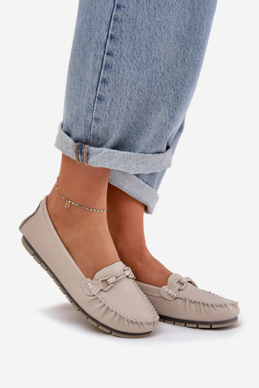 isoscele Pelle Mocassini con ornamenti S.Barski LR51-547 beige