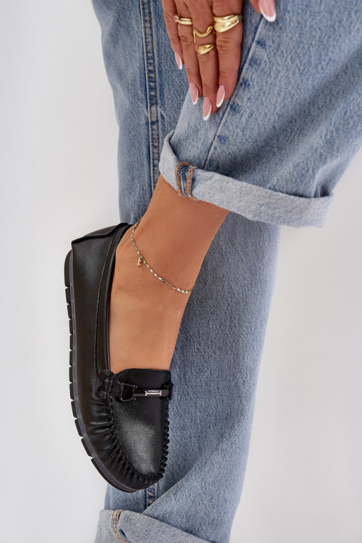 isoscele Pelle Mocassini con ornamenti S.Barski LR51-547 colore nero