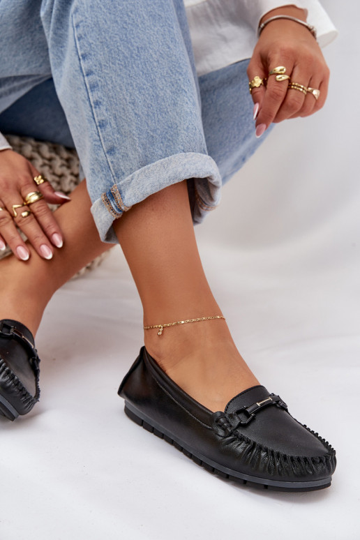 isoscele Pelle Mocassini con ornamenti S.Barski LR51-547 colore nero