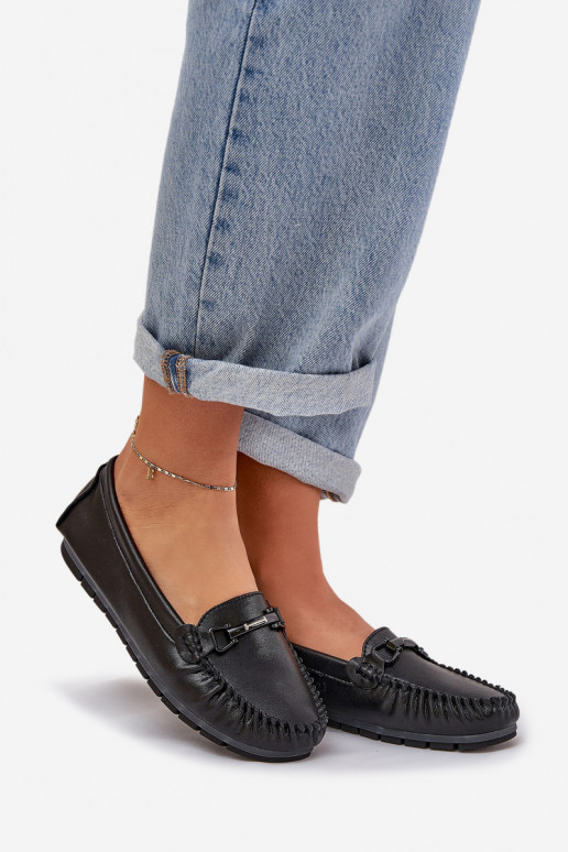 isoscele Pelle Mocassini con ornamenti S.Barski LR51-547 colore nero