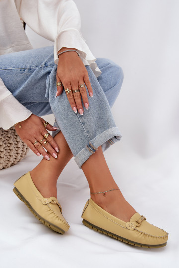 isoscele Pelle Mocassini con ornamenti S.Barski LR51-547 colore giallo