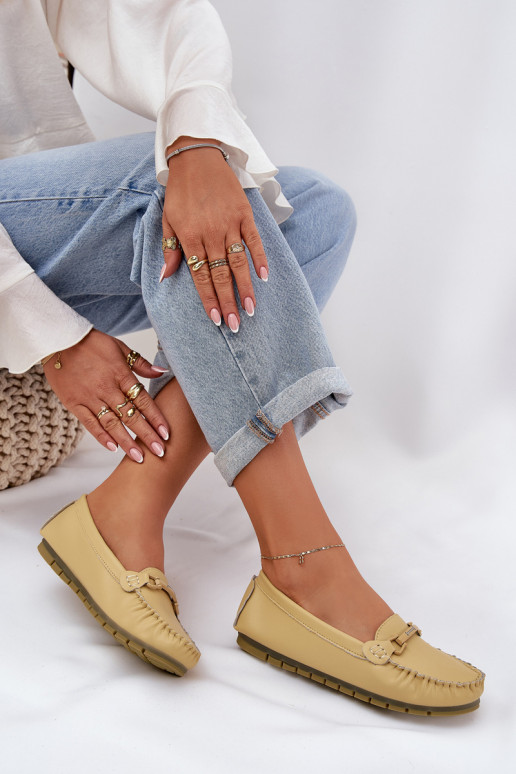 isoscele Pelle Mocassini con ornamenti S.Barski LR51-547 colore giallo