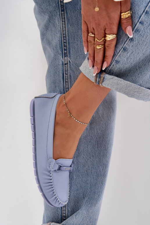 isoscele Pelle Mocassini con ornamenti S.Barski LR51-547 colore blu