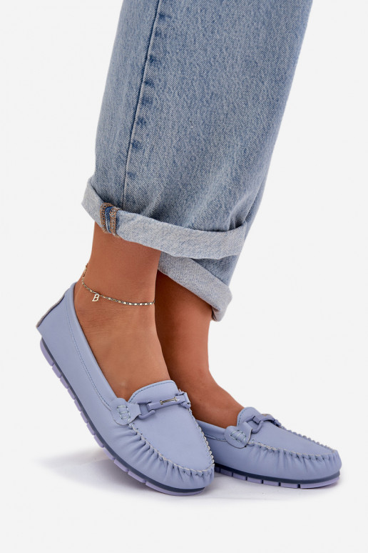 isoscele Pelle Mocassini con ornamenti S.Barski LR51-547 colore blu