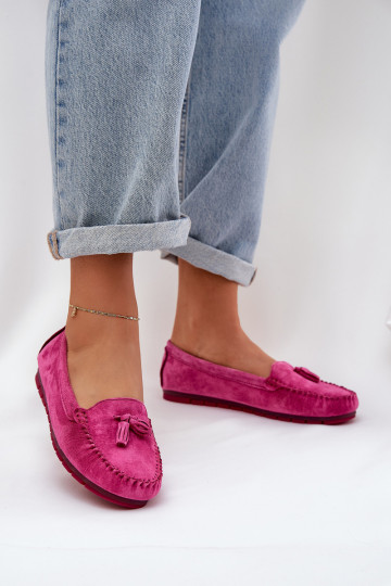 Appartamento delle donne Mocassini classici in camoscio S.Barski LR51-548 colore rosa 2