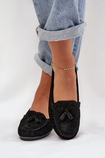 Appartamento delle donne Mocassini classici in camoscio S.Barski LR51-548 colore nero 2