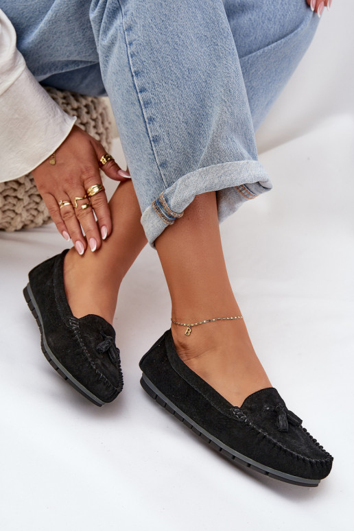 Appartamento delle donne Mocassini classici in camoscio S.Barski LR51-548 colore nero