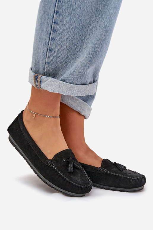 Appartamento delle donne Mocassini classici in camoscio S.Barski LR51-548 colore nero