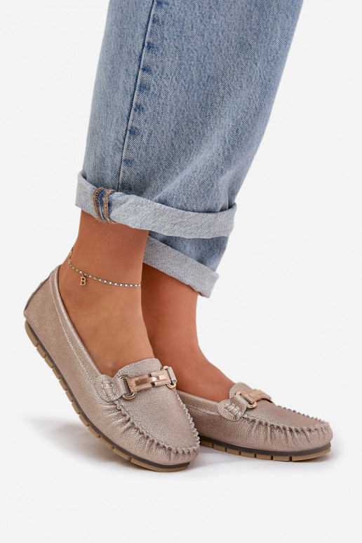 con lucentezza isoscele Mocassini Realizzato in pelle naturale D&A LR51-546 colore dorato