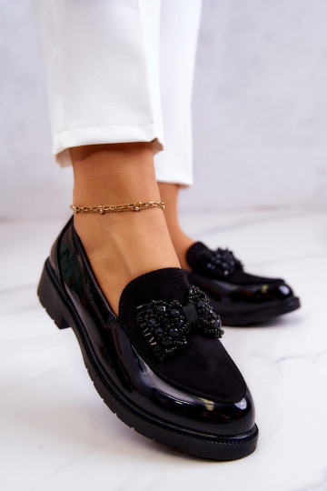 Stile elegante Mocassini laccati Mocassini colore nero Belize 2