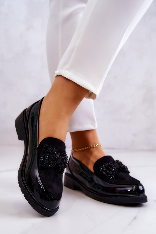 Stile elegante Mocassini laccati Mocassini colore nero Belize Stile elegante Mocassini laccati Mocassini colore nero Belize