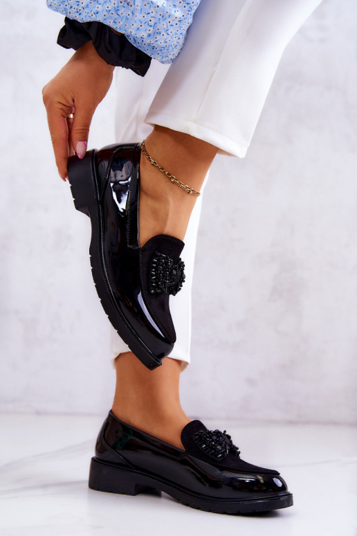 Stile elegante Mocassini laccati Mocassini colore nero Belize Stile elegante Mocassini laccati Mocassini colore nero Belize