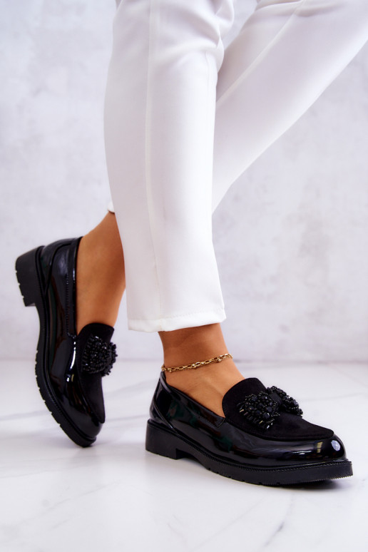 Stile elegante Mocassini laccati Mocassini colore nero Belize Stile elegante Mocassini laccati Mocassini colore nero Belize