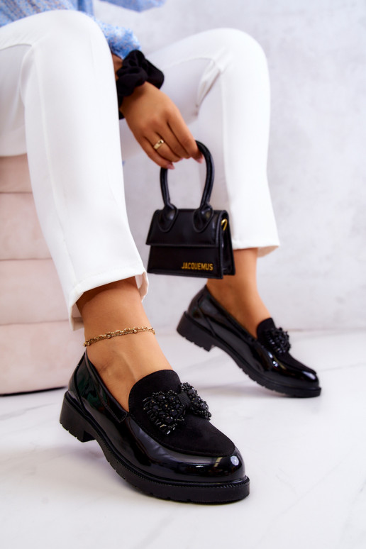 Stile elegante Mocassini laccati Mocassini colore nero Belize Stile elegante Mocassini laccati Mocassini colore nero Belize