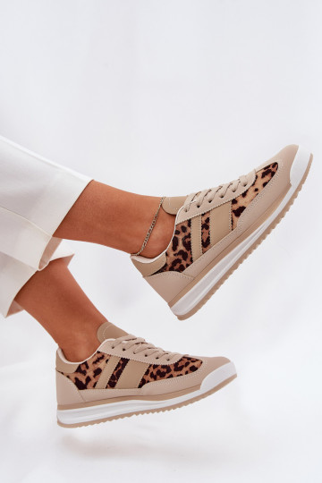 scarpe da ginnastica Scarpe modello sneakers Femminile con motivi di pelliccia di leopardo beige-colore marrone Galabis
