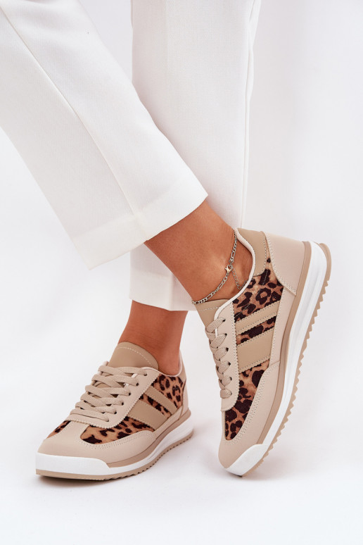scarpe da ginnastica Scarpe modello sneakers Femminile con motivi di pelliccia di leopardo beige-colore marrone Galabis